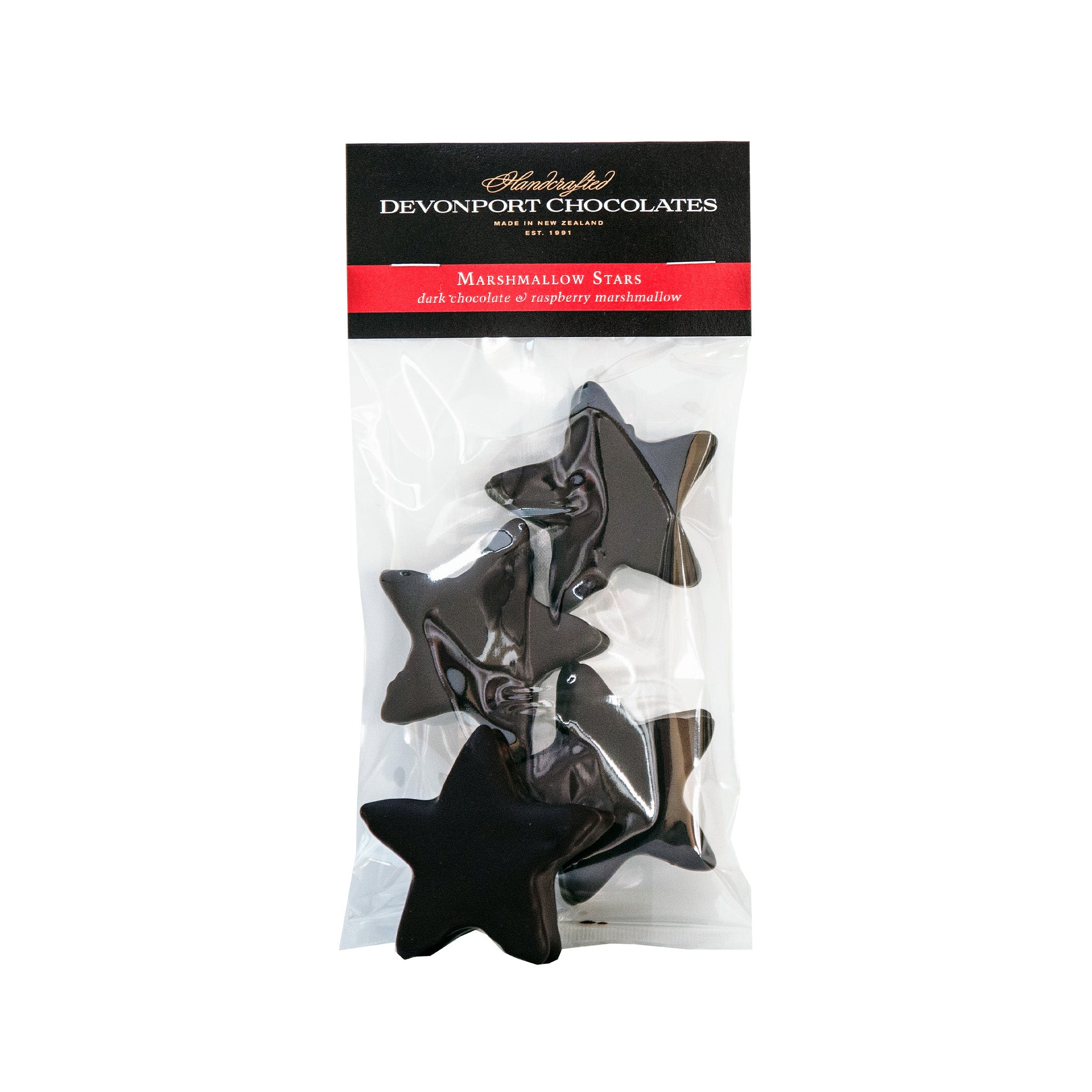 Christmas, Marshmallow Stars, Dark Chocolate & Raspberry, Bag of Three