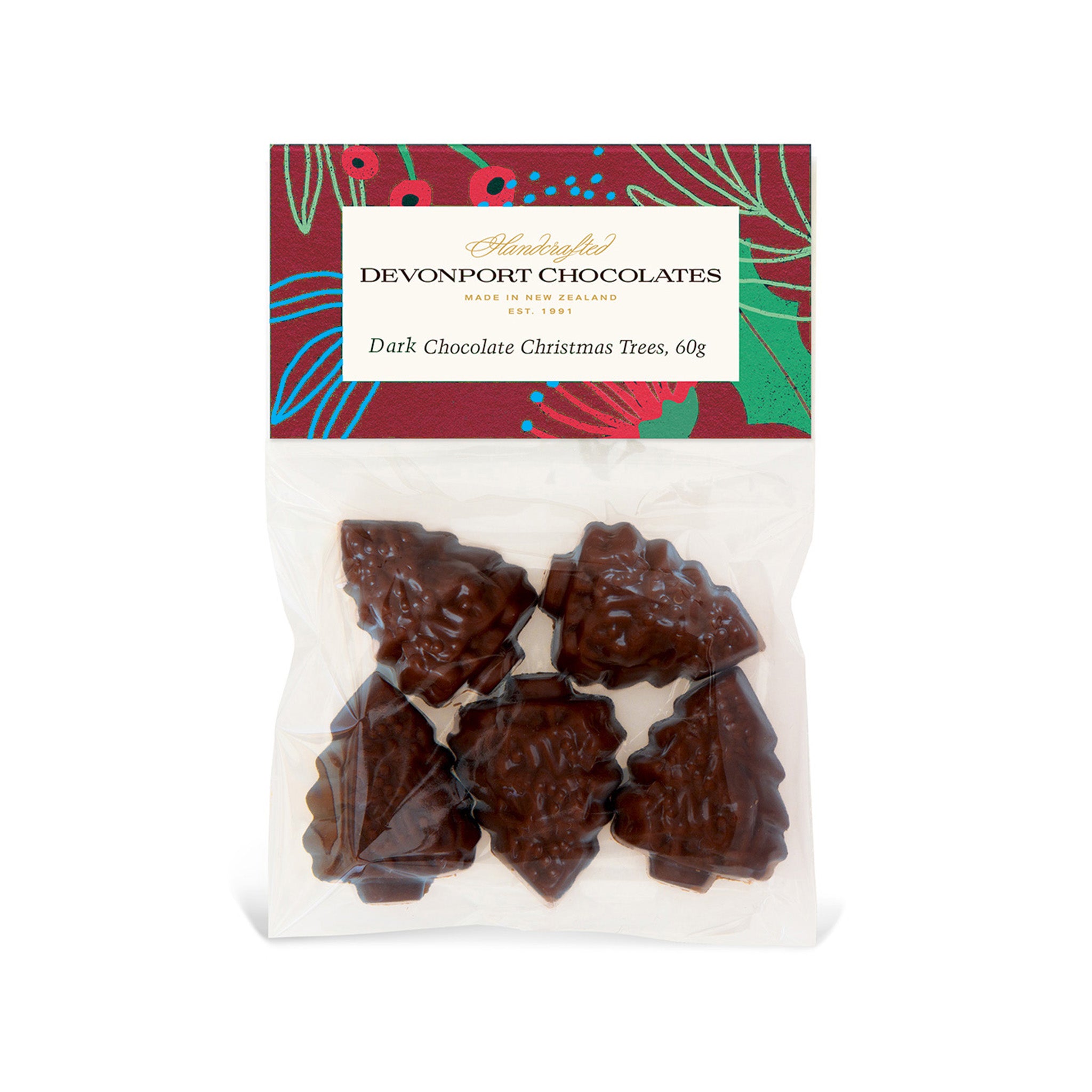 Christmas, Dark Chocolate, Christmas Trees, Bag of 5