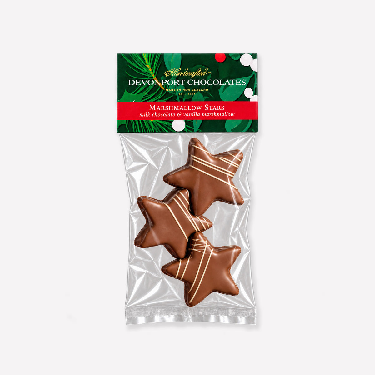 Christmas, Marshmallow Stars, Milk Chocolate & Vanilla, Bag of Three - Made to Order