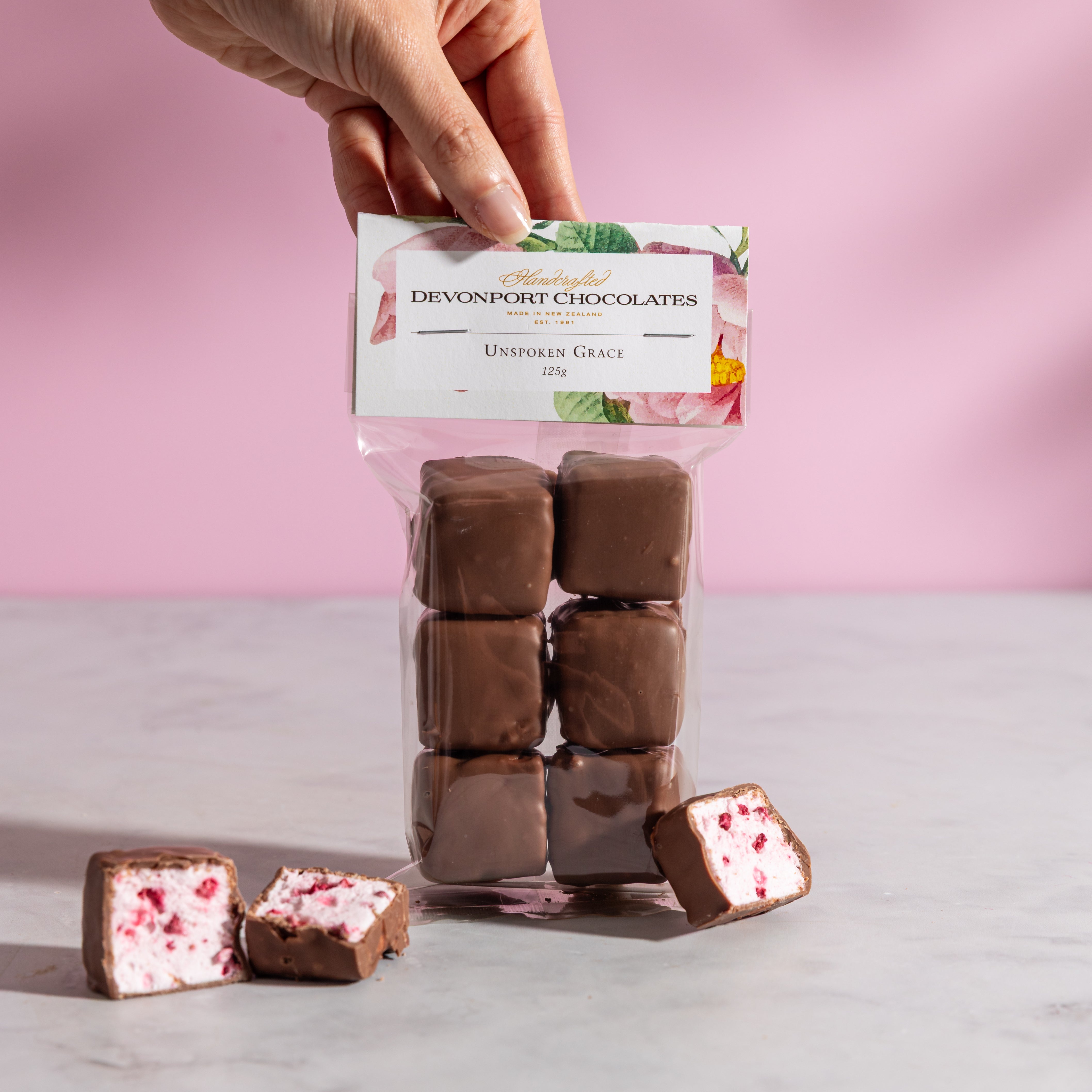 Mother's Day, Milk Chocolate Covered Yuzu & Raspberry Marshmallow