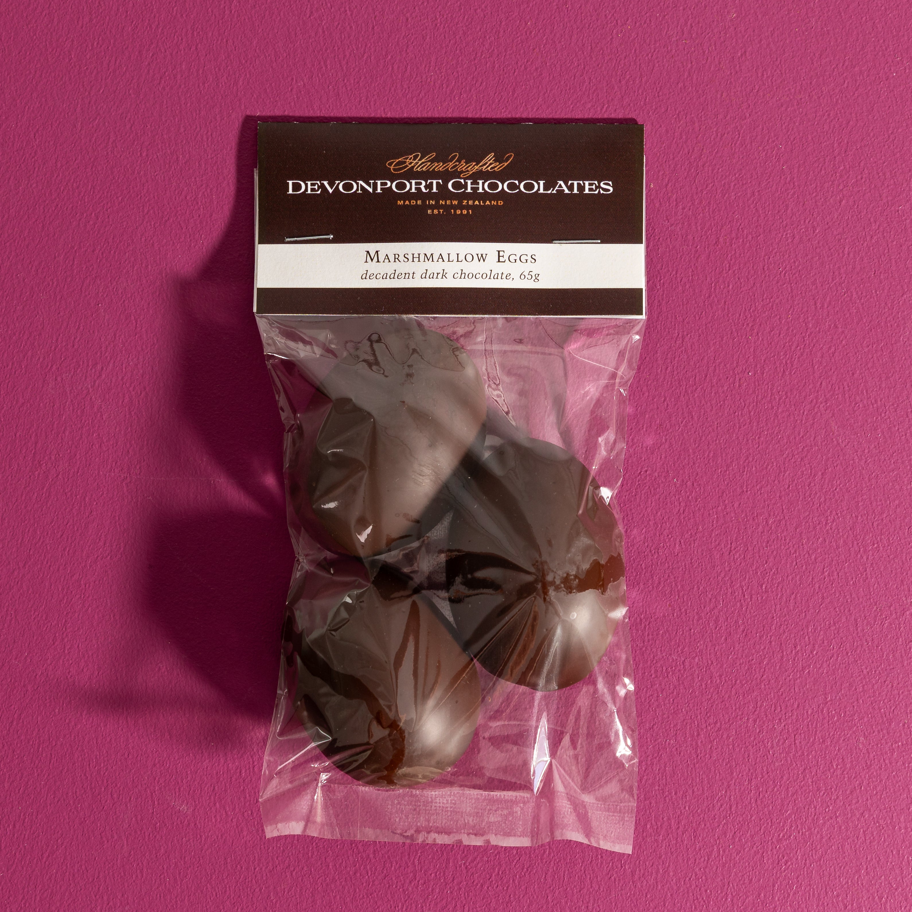 Easter, Marshmallow Half Eggs, Dark Chocolate, Bag of 3