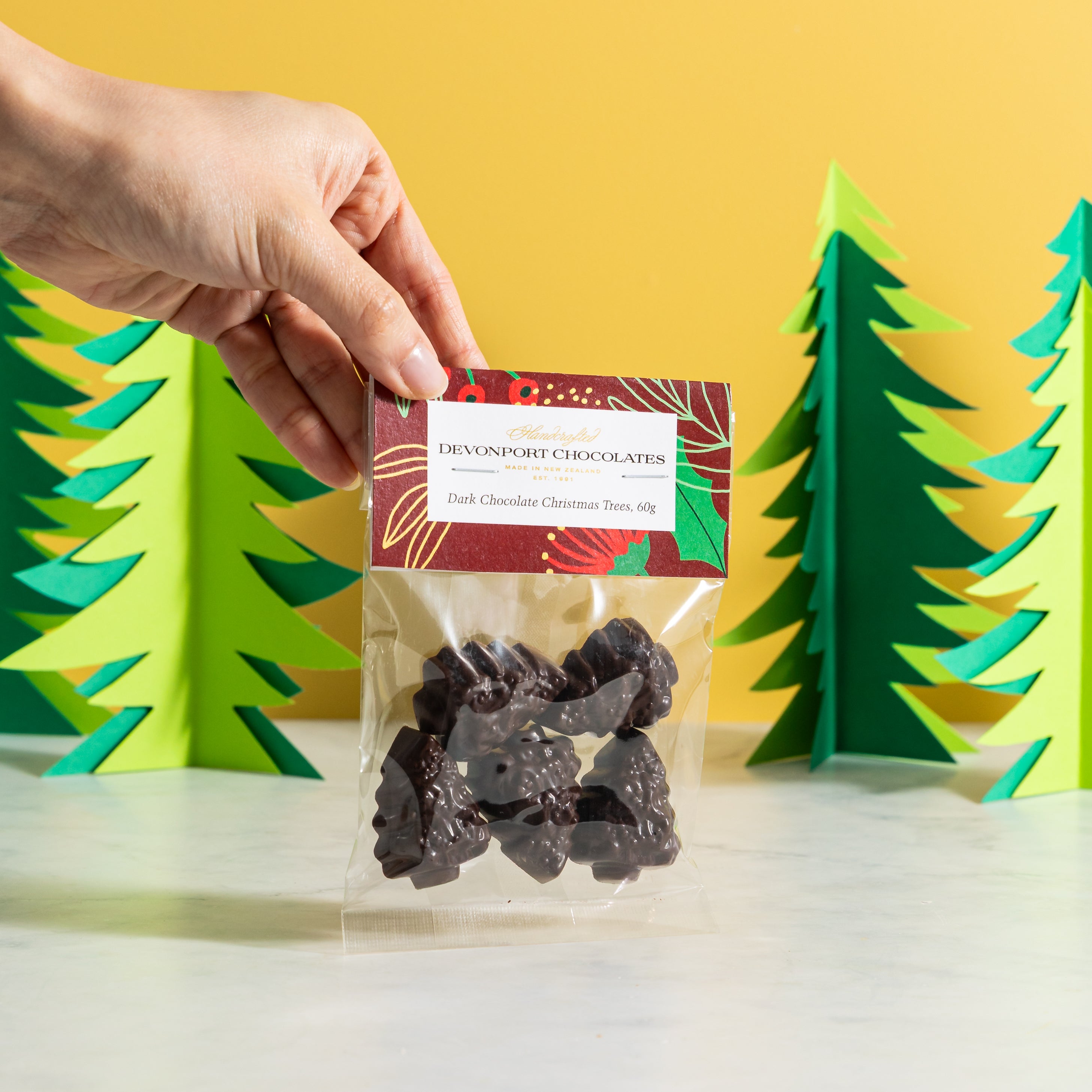 Christmas, Dark Chocolate, Christmas Trees, Bag of 5