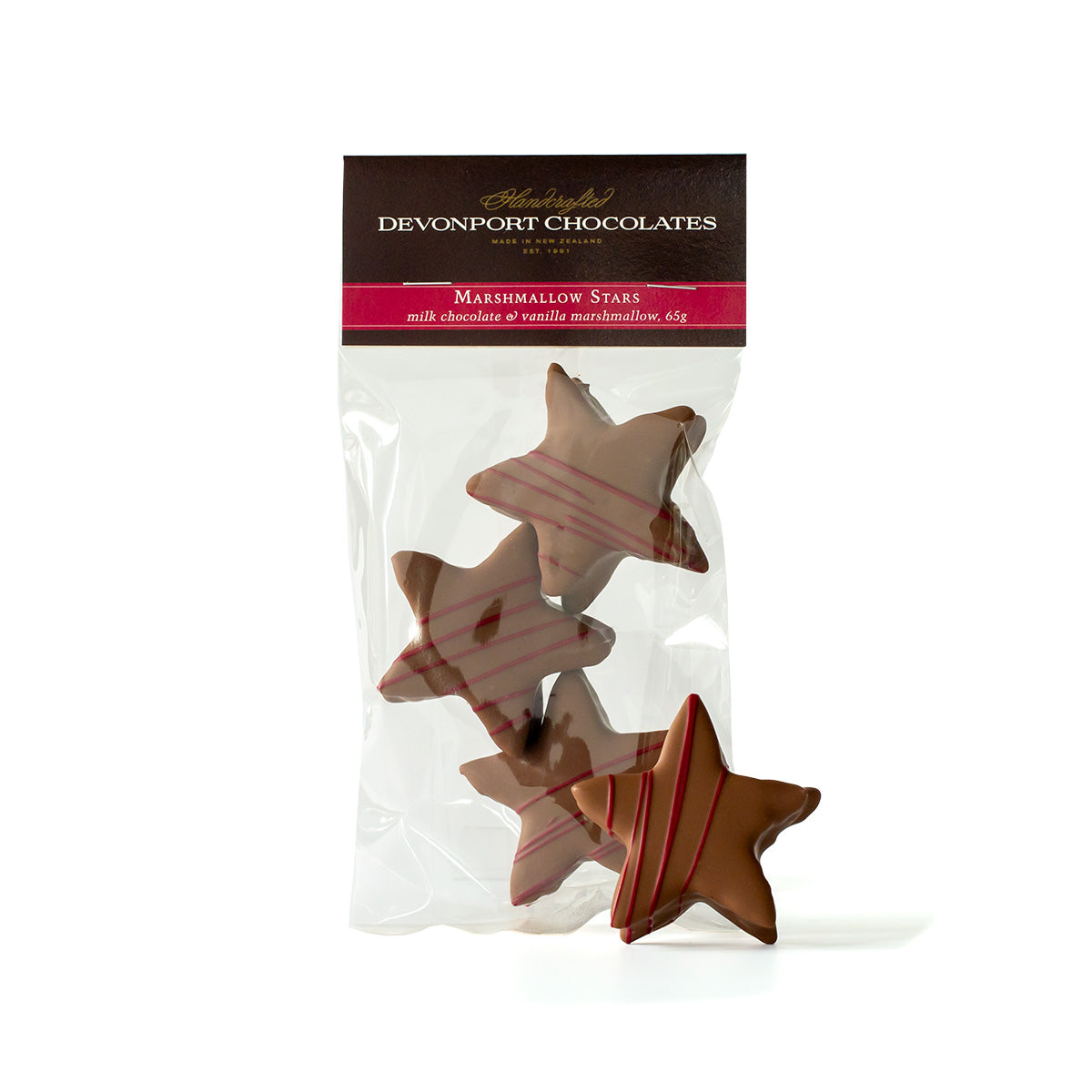 Christmas, Marshmallow Stars, Milk Chocolate & Vanilla, Bag of Three