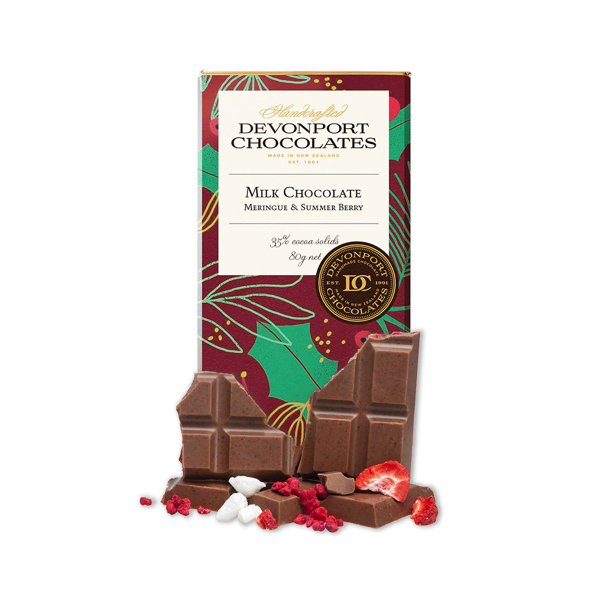 Christmas, Chocolate Bar, Milk Chocolate & Berry Meringue